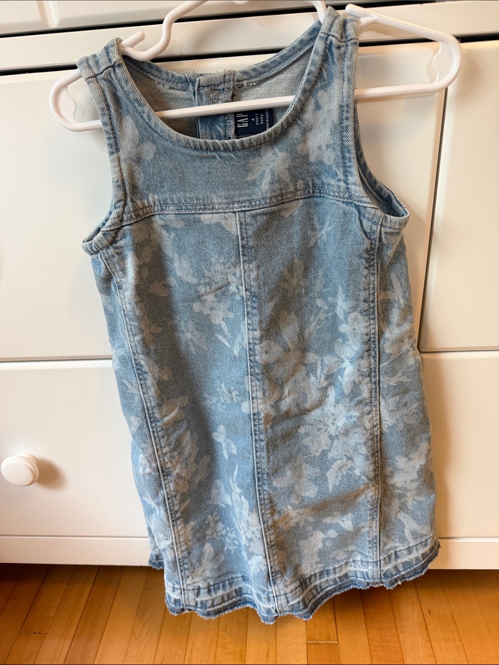 GAP Light Blue Floral Print Denim Tank Dress